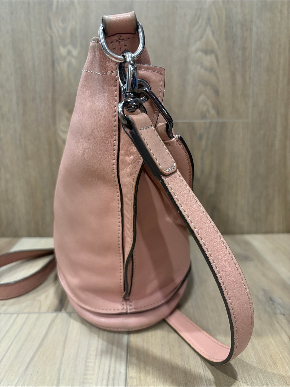 Longchamp Paris Mauritius Dusty Pink Mauve 3D Leather Crossbody Shoulder Hobo - Picture 5 of 14